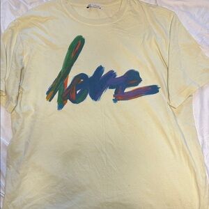 Zara Yellow Tee with Multicolor Love Print